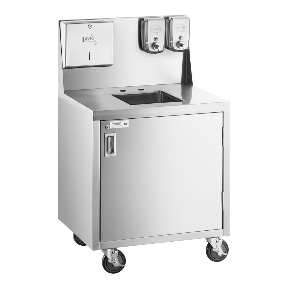 Regency Single Bowl Cold Water Portable Hand Sink Cart