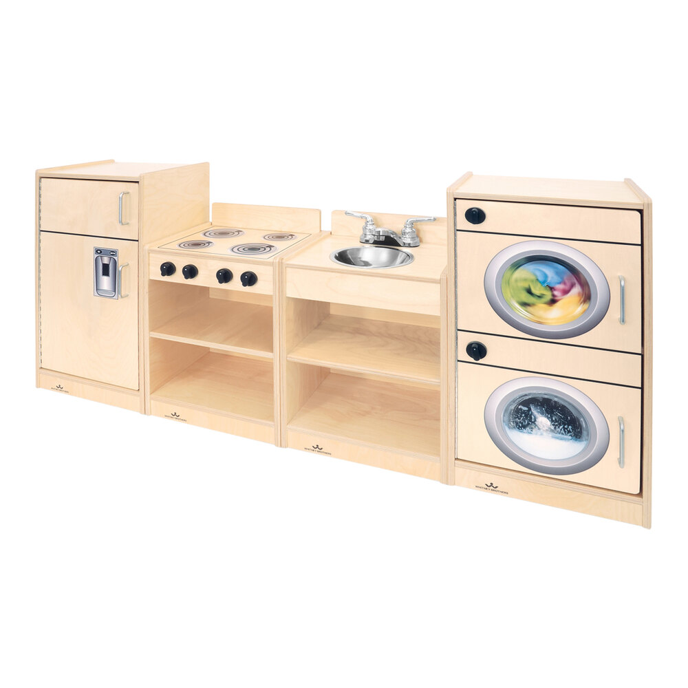 Whitney Brothers Let's Play 59" x 12 1/2" x 29 1/2" Natural Toddler Kitchen Ensemble