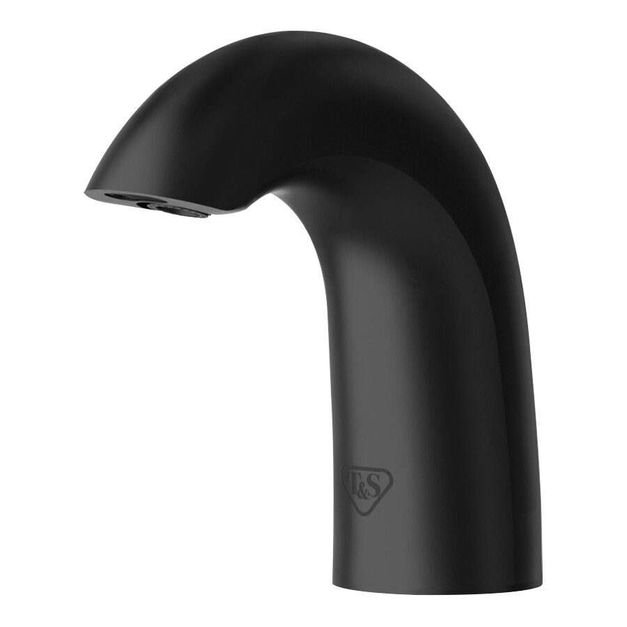 T&S WaveCrest ECW-3172-MB Matte Black Deck Mount Sensor Faucet with 3 7/8" Lavatory Spout and 0.5 GPM Vandal-Resistant Non-Aerated Spray Device