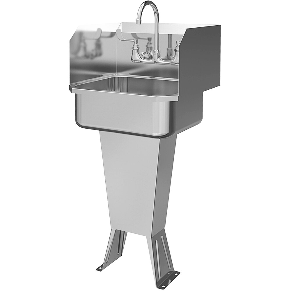 Sani-Lav 503FL-0.5 19" x 18" Floor-Mounted Hand Sink with (1) 0.5 GPM Faucet and Side Splashes