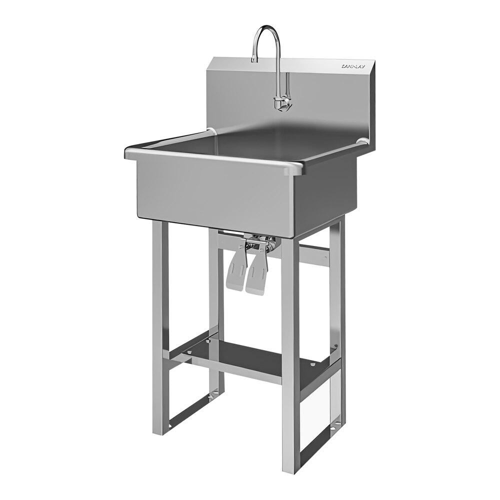 Sani-Lav 524FK2.5 23" x 20 1/2" Floor-Mounted Hands-Free Sink with 1 Double Knee-Operated 0.5 GPM Faucet