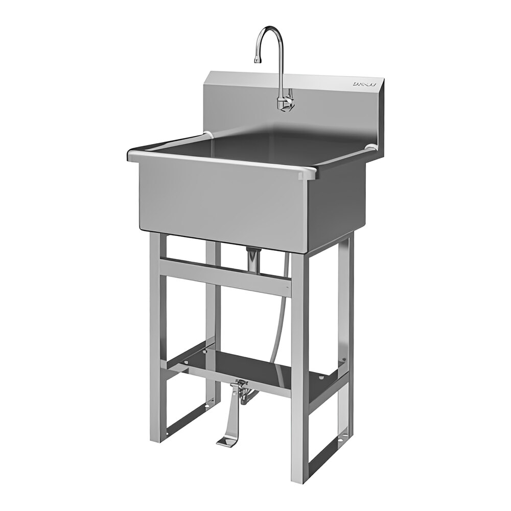 Sani-Lav 531F1 25" x 20" Floor-Mounted Hands-Free Scrub Sink with 1 Foot-Operated 2.0 GPM Faucet
