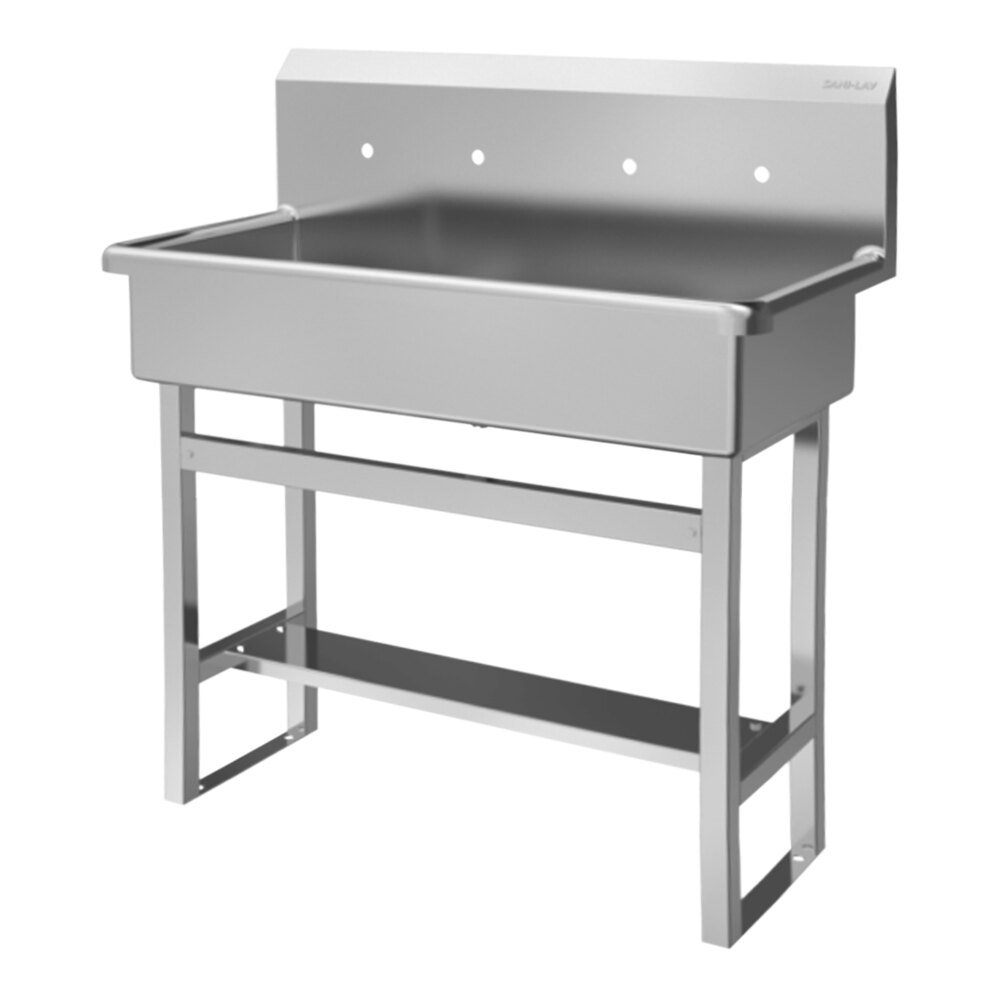 Sani-Lav 54F8 40" x 20" Floor-Mounted Multi-Station Hand Sink with (2) 8" Centers