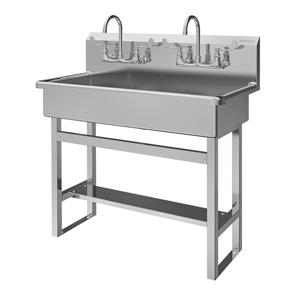 Sani-Lav 54FFL 40" x 20" Floor-Mounted Multi-Station Hand Sink with (2) 2.0 GPM Faucets