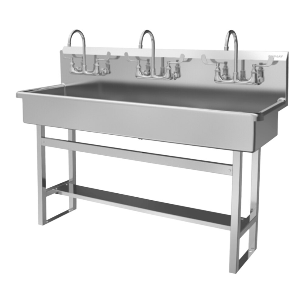 Sani-Lav 56FFL-0.5 60" x 20" Floor-Mounted Multi-Station Hand Sink with (3) 0.5 GPM Faucets