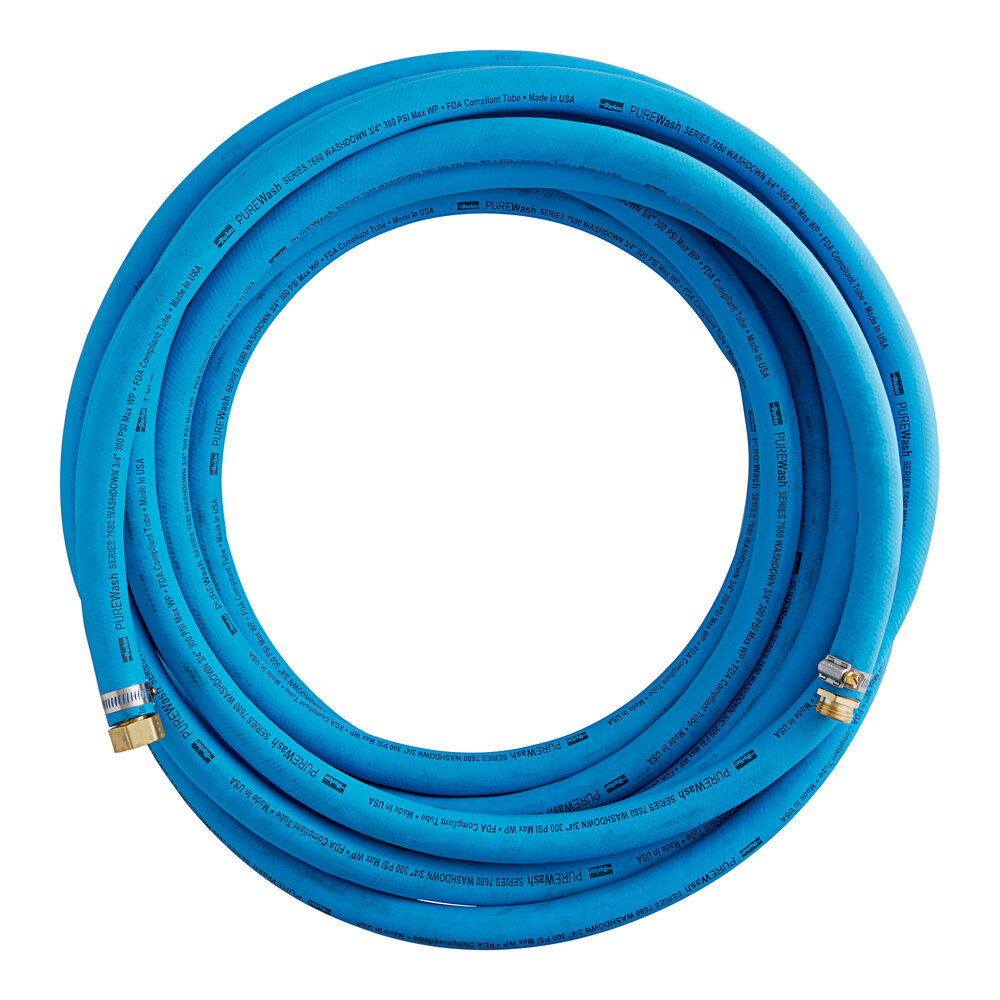 Parker PureWash 7680 50' x 1" Washdown Hose with 3/4" GHT Connections