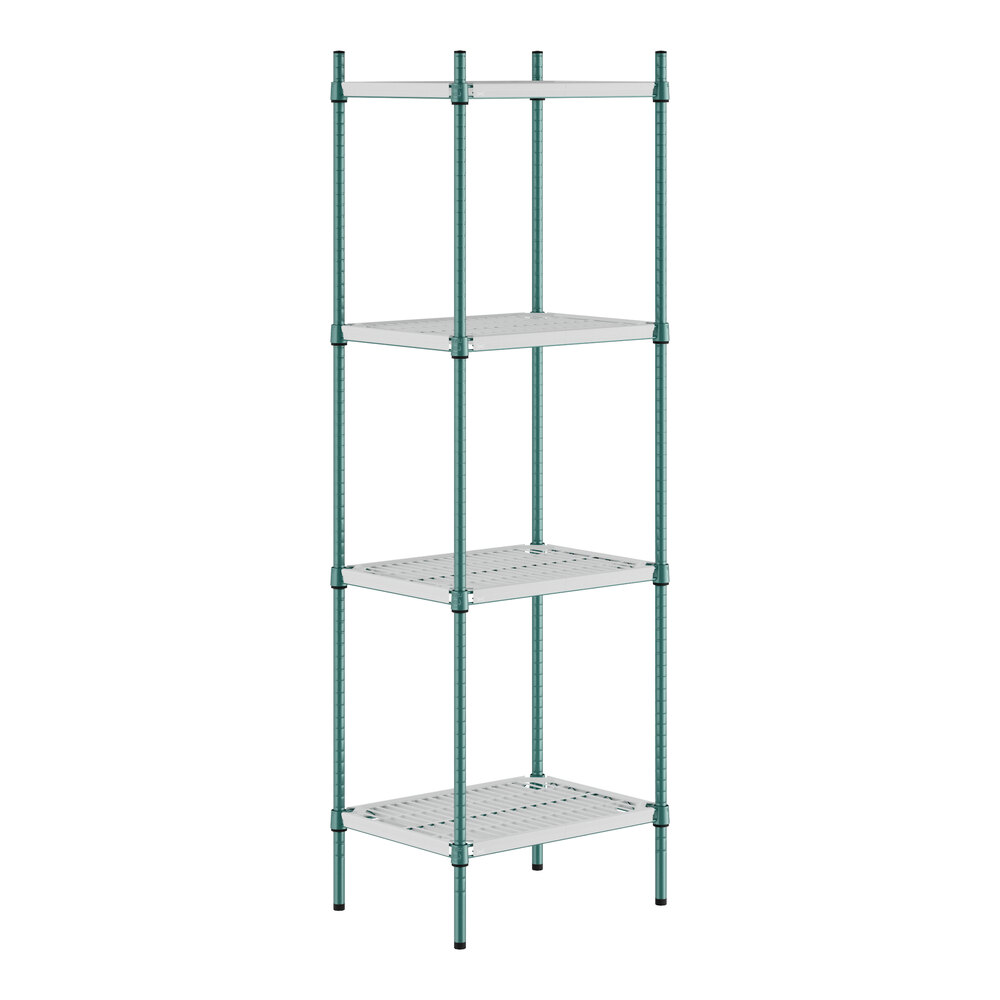 Regency+ 18" x 24" Green Epoxy Polymer Drop Mat 4-Shelf Kit with 74" Posts
