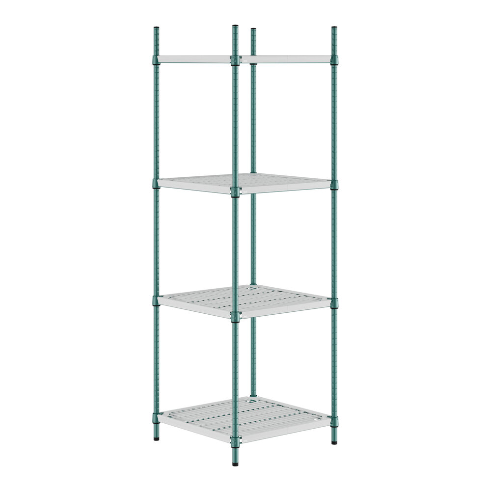 Regency+ 24" x 24" Green Epoxy Polymer Drop Mat 4-Shelf Kit with 74" Posts