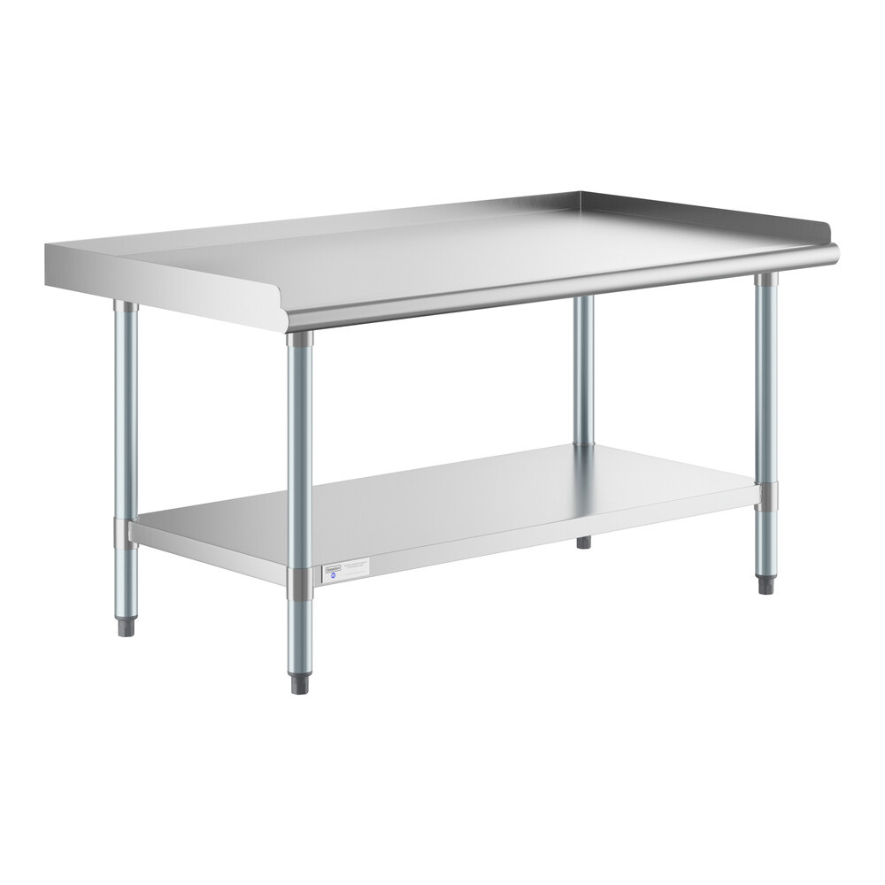 Steelton 24" x 48" 18 Gauge Stainless Steel Equipment Stand with Galvanized Steel Undershelf and Legs