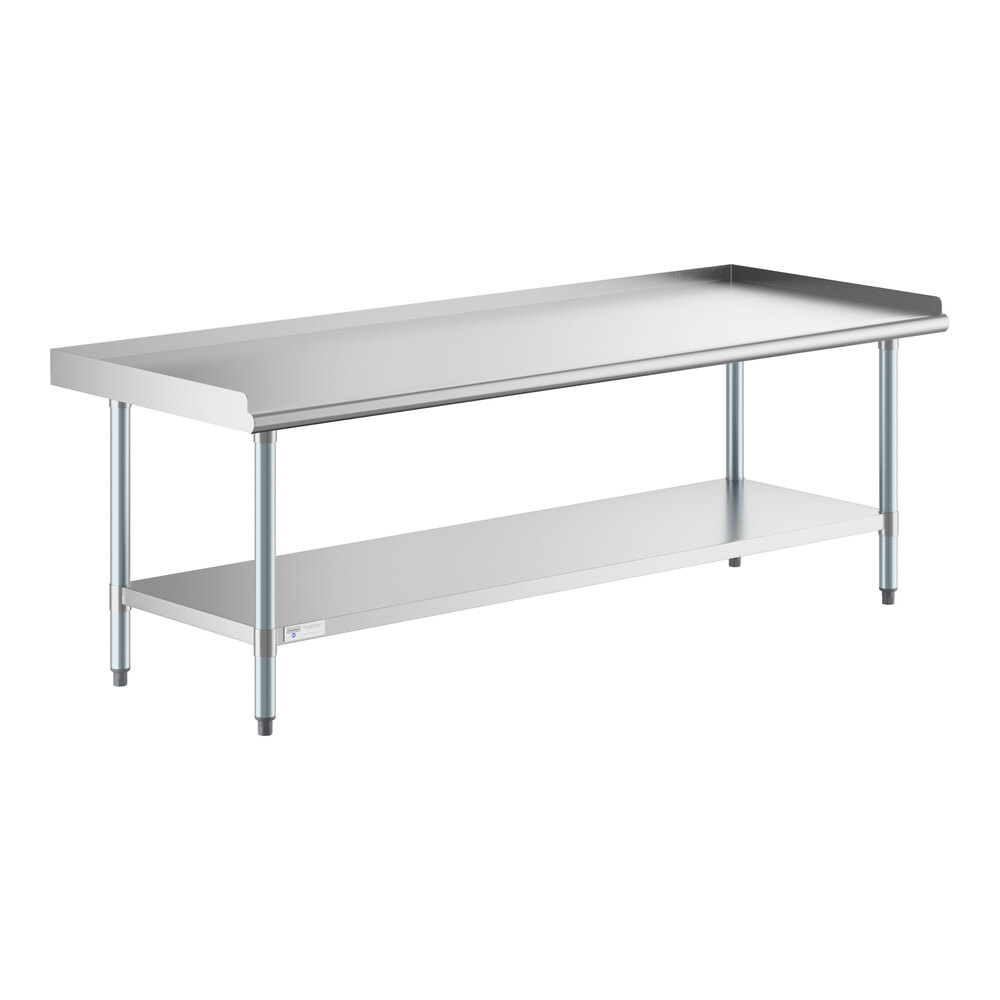 Steelton 24" x 72" 18 Gauge Stainless Steel Equipment Stand with Galvanized Steel Undershelf and Legs