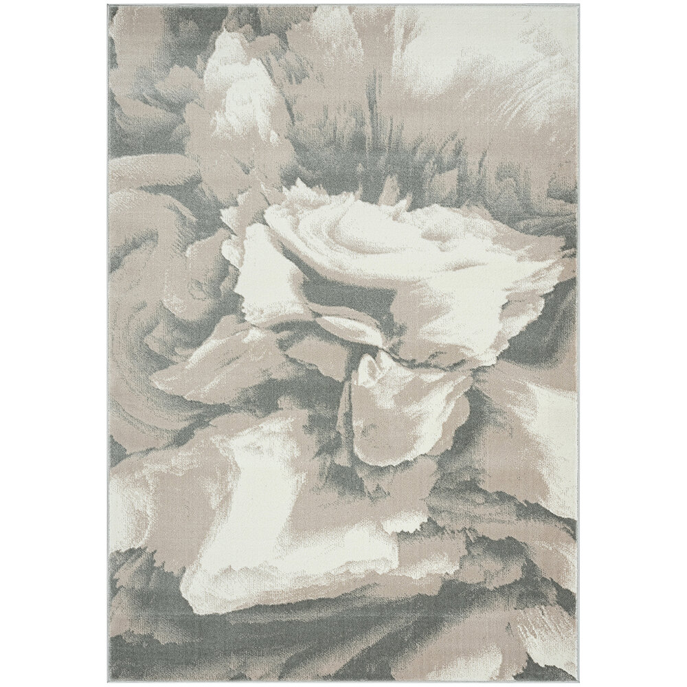 Abani Arto Collection 5' 3" x 7' 6" Cream / Gray Contemporary Liquid Marble Area Rug