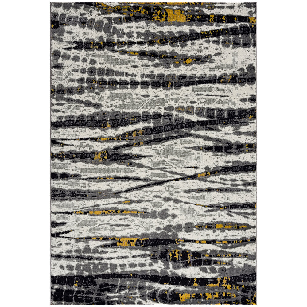 Abani Arto Collection 5' 3" x 7' 6" Yellow / Gray Distressed Contemporary Area Rug