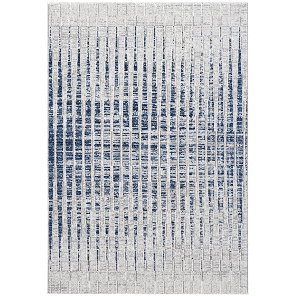 Abani Atlas Collection 6' x 9' Blue / Gray Contemporary Vertical Lines Area Rug