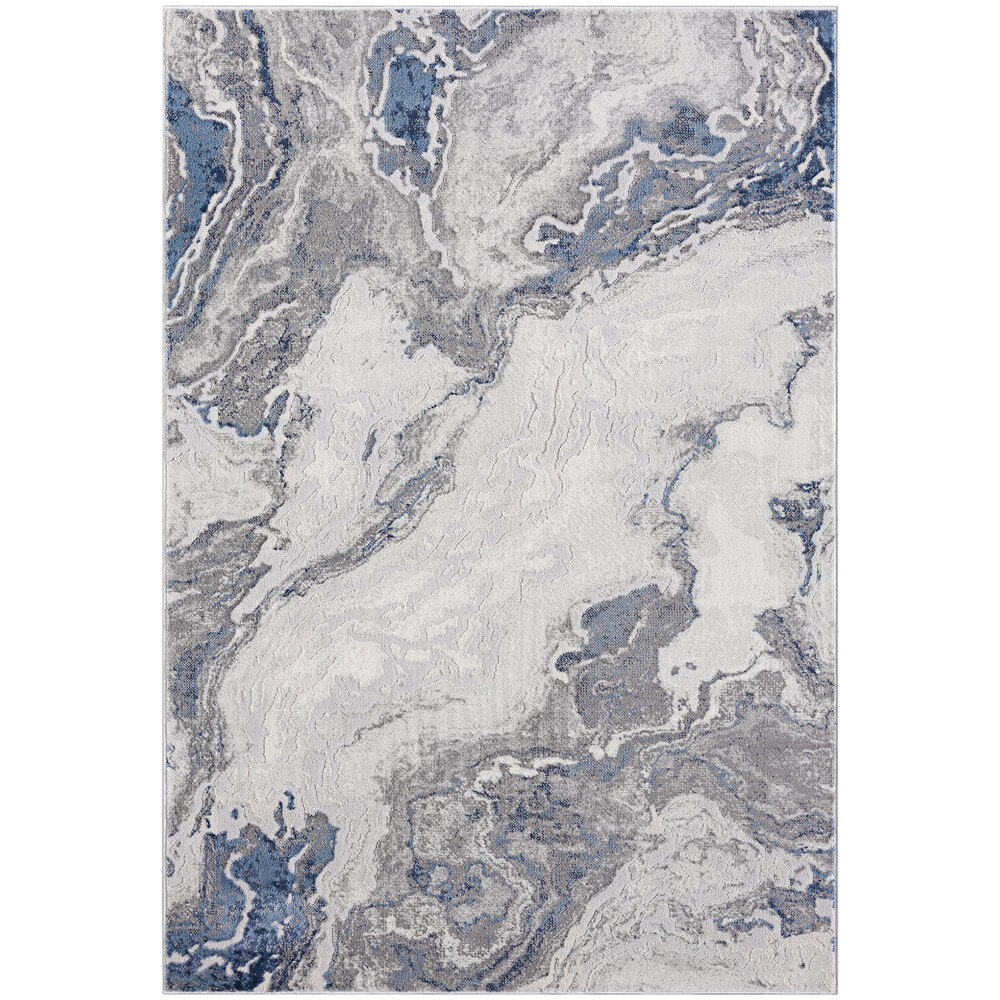 Abani Atlas Collection 6' x 9' Gray Contemporary Abstract Marble Area Rug