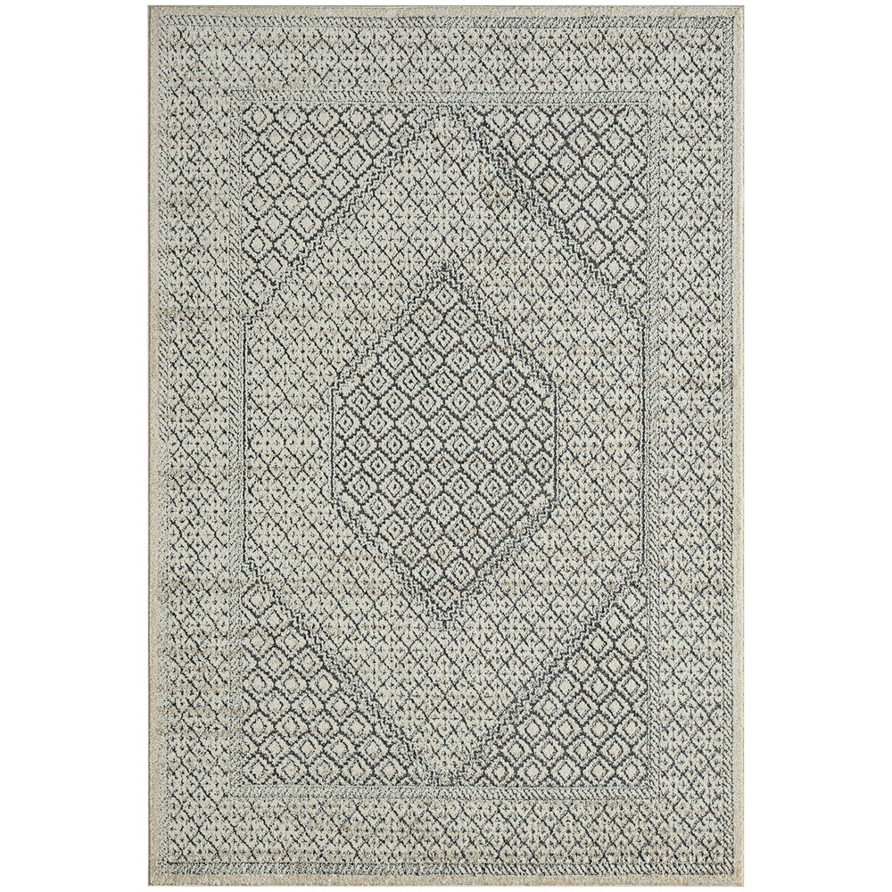 Abani Cabo Collection 5' 3" x 7' 6" Cream / Gray Contemporary Hexagon Medallion Area Rug