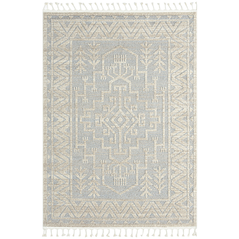 Abani Cabo Collection 6' x 9' Cream / Gray Farmhouse Medallion Area Rug