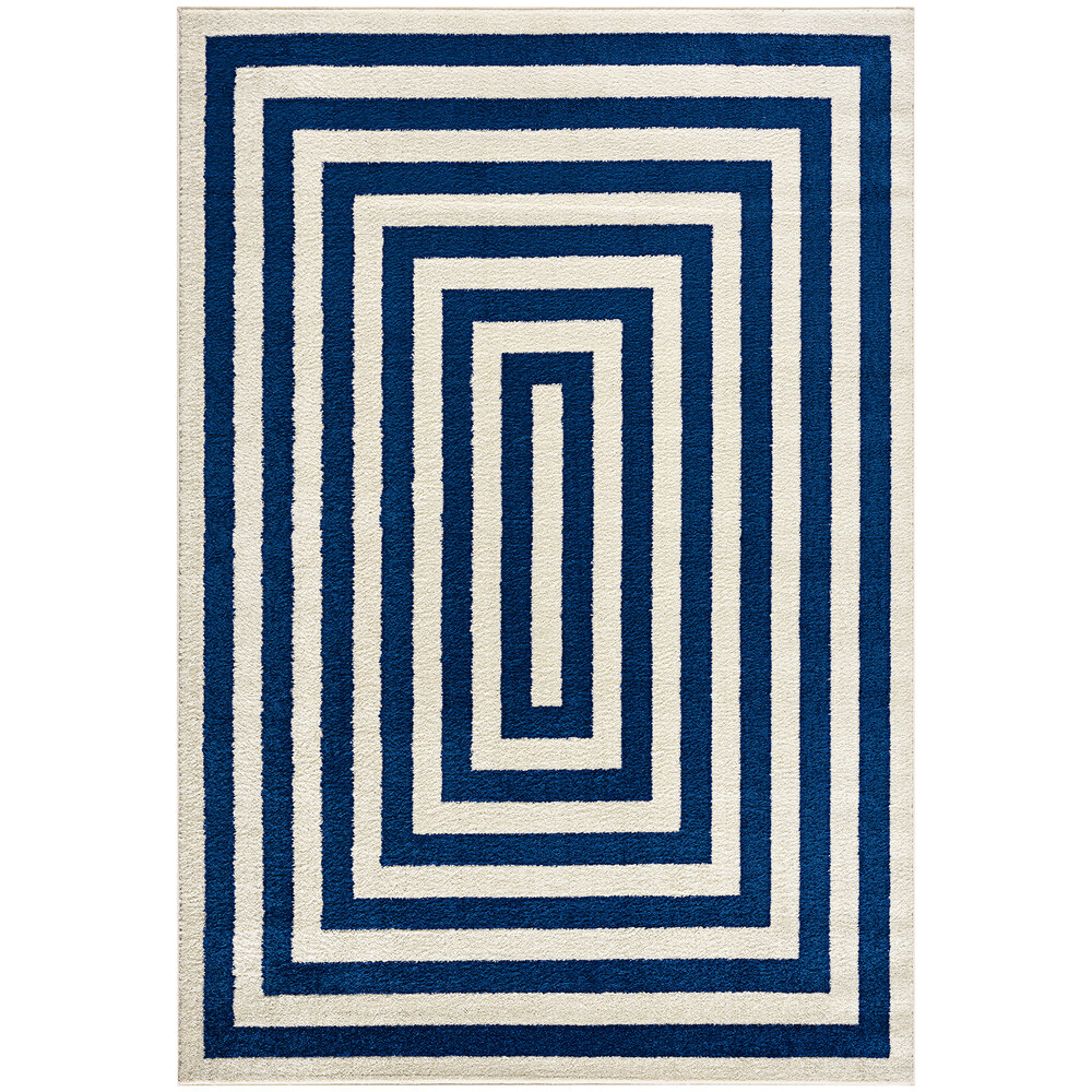 Abani Casa Collection 7' 9" x 10' 2" Navy / Cream Contemporary Rectangular Area Rug