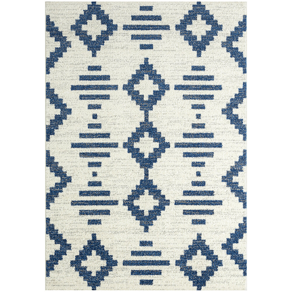 Abani Casa Collection 5' 3" x 7' 6" Navy / Cream Southwestern Geometric Tribal Diamond Area Rug