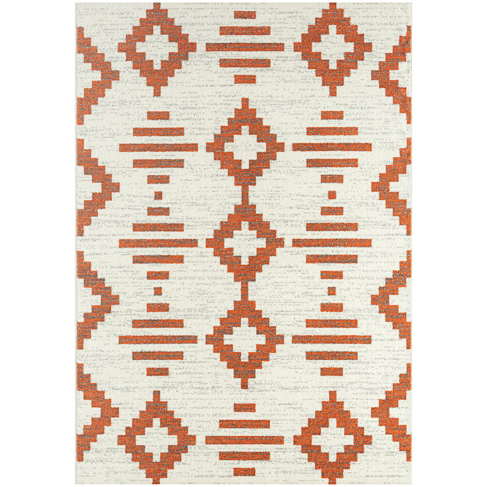 Abani Casa Collection 5' 3" x 7' 6" Orange / Cream Southwestern Geometric Tribal Diamond Area Rug
