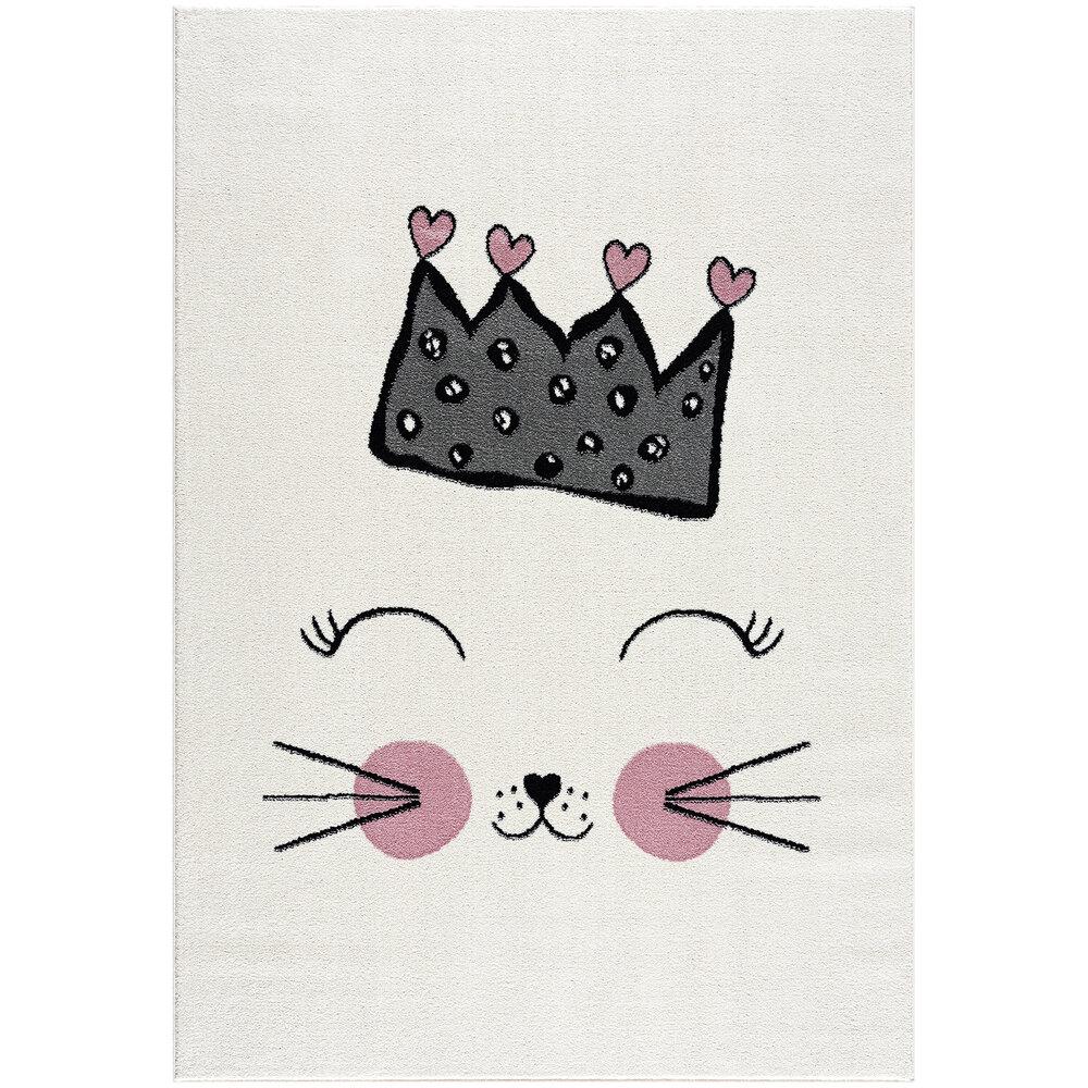 Abani Play Collection 6' x 9' Pink / Cream Contemporary Kitten Area Rug