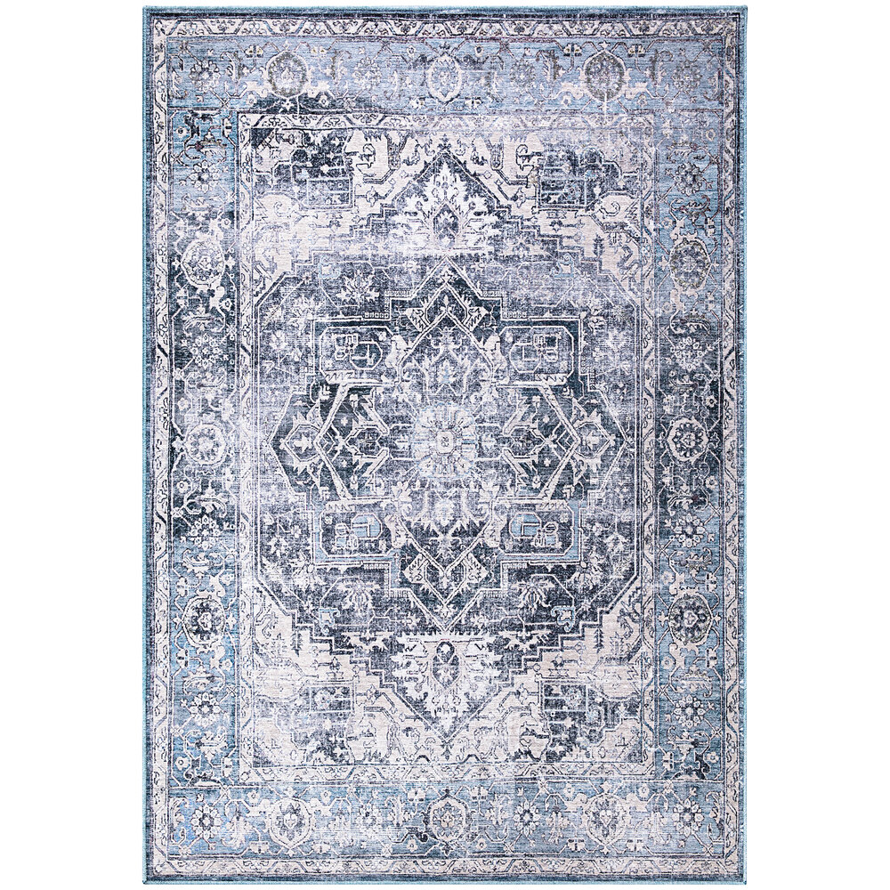 Abani Lola Collection 7' 9" x 10' 2" Blue / Gray Vintage Medallion Area Rug
