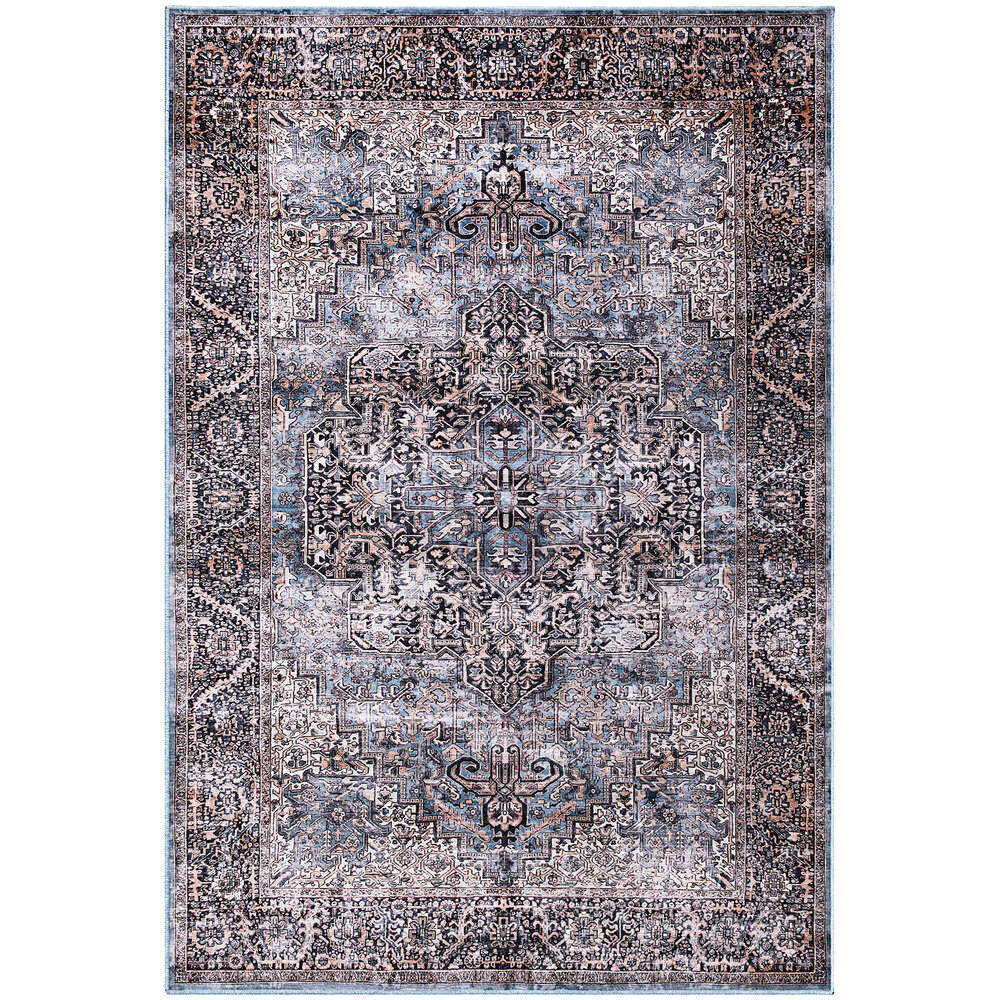 Abani Lola Collection 5' 3" x 7' 6" Brown / Blue Vintage Floral Medallion Area Rug