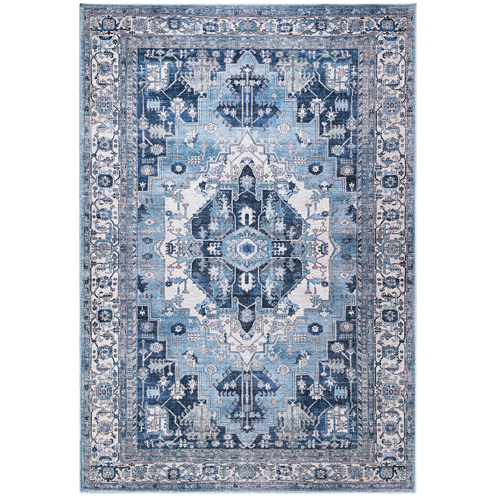 Abani Molana Collection 8' 11" x 12' Beige / Blue Vintage Traditional Medallion Area Rug