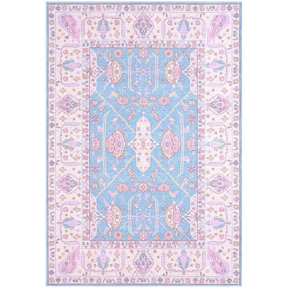 Abani Molana Collection 5' 3" x 7' 6" Pink / Blue Vintage Folk Area Rug