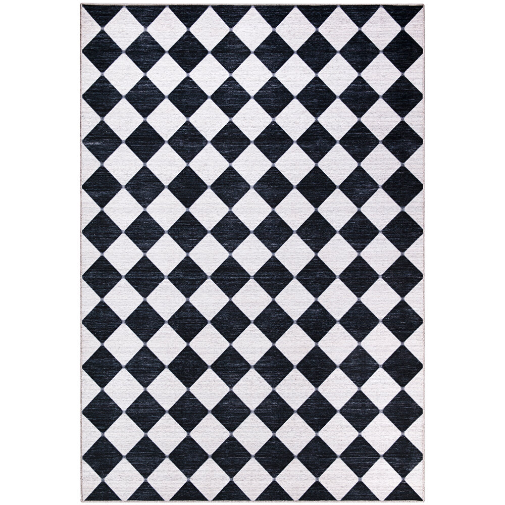 Abani Parker Collection 6' x 9' Cream / Black Modern Diamond Checkered Area Rug