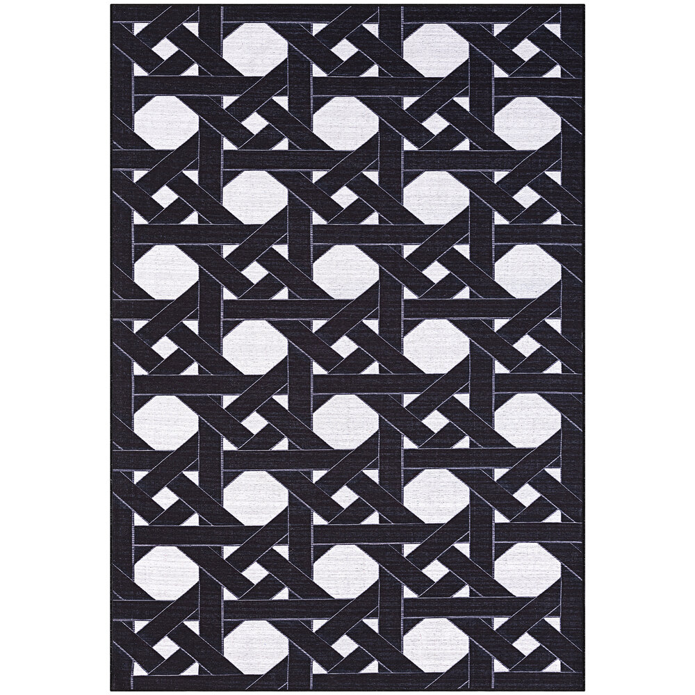 Abani Parker Collection 7' 9" x 10' 2" Cream / Black Contemporary Geometric Houndstooth Area Rug
