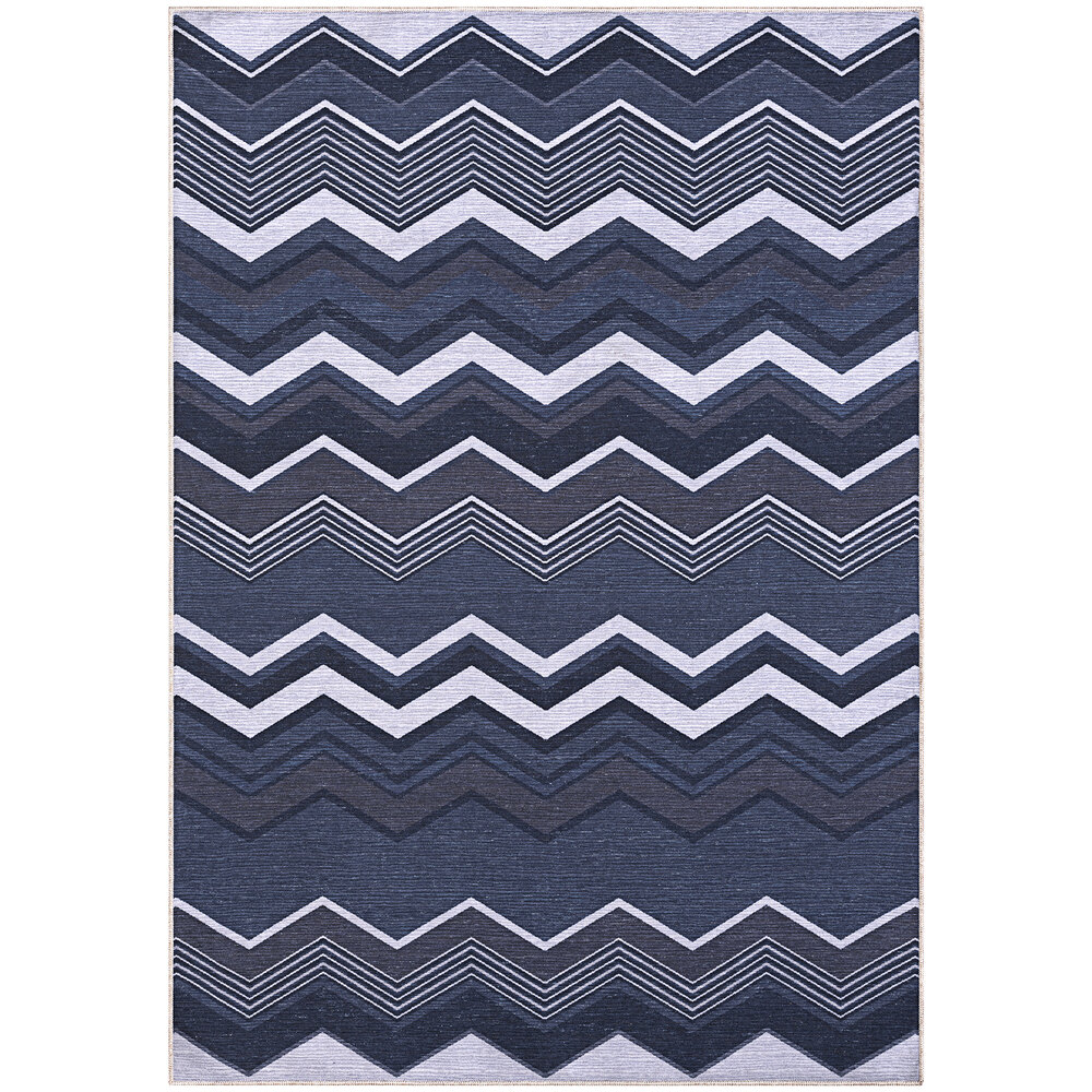 Abani Parker Collection 7' 9" x 10' 2" Blue Modern Zig Zag Area Rug