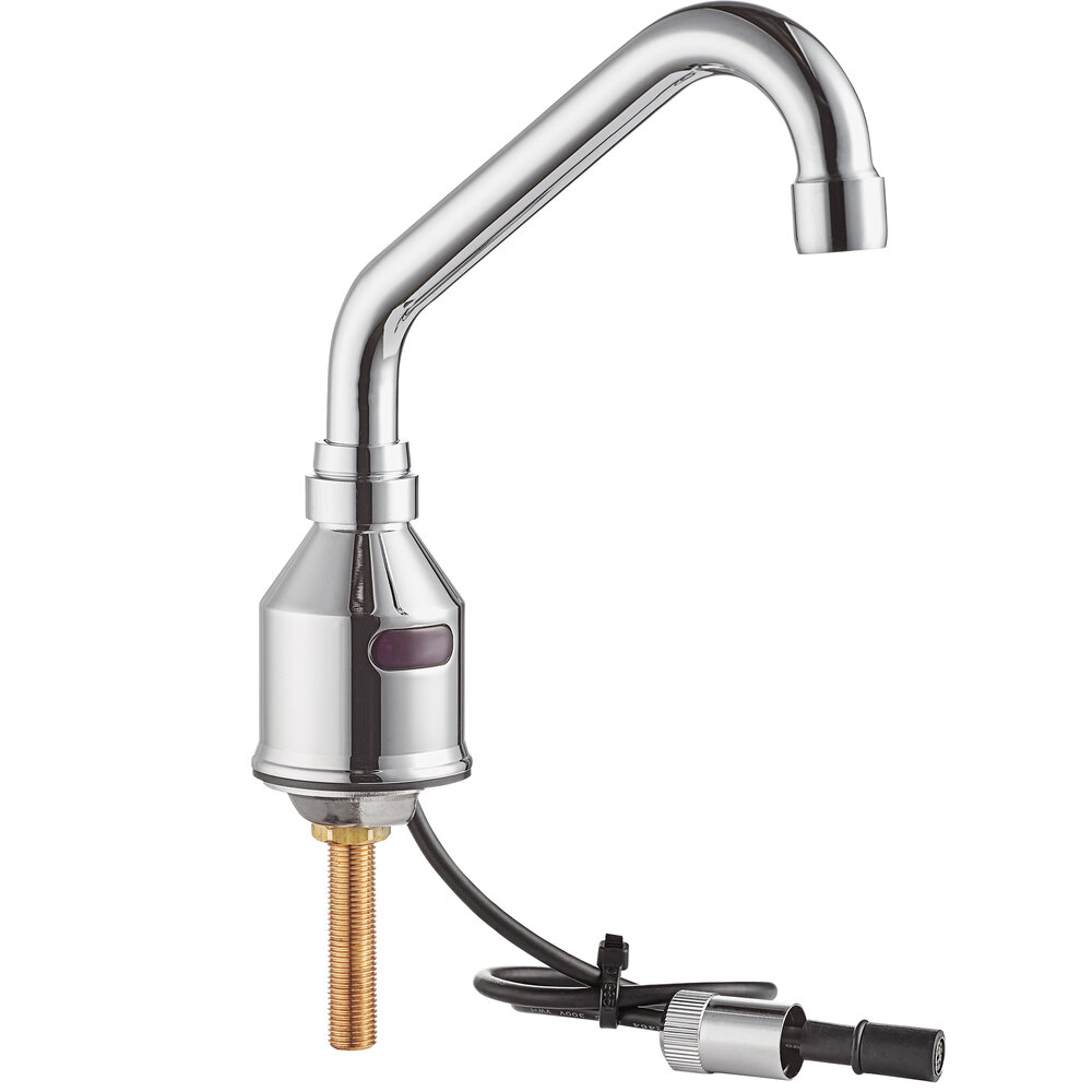 Waterloo Deck-Mount Chrome Hands-Free Sensor Faucet with 5 1/2" Surgical Bend Gooseneck Spout and 0.5 GPM