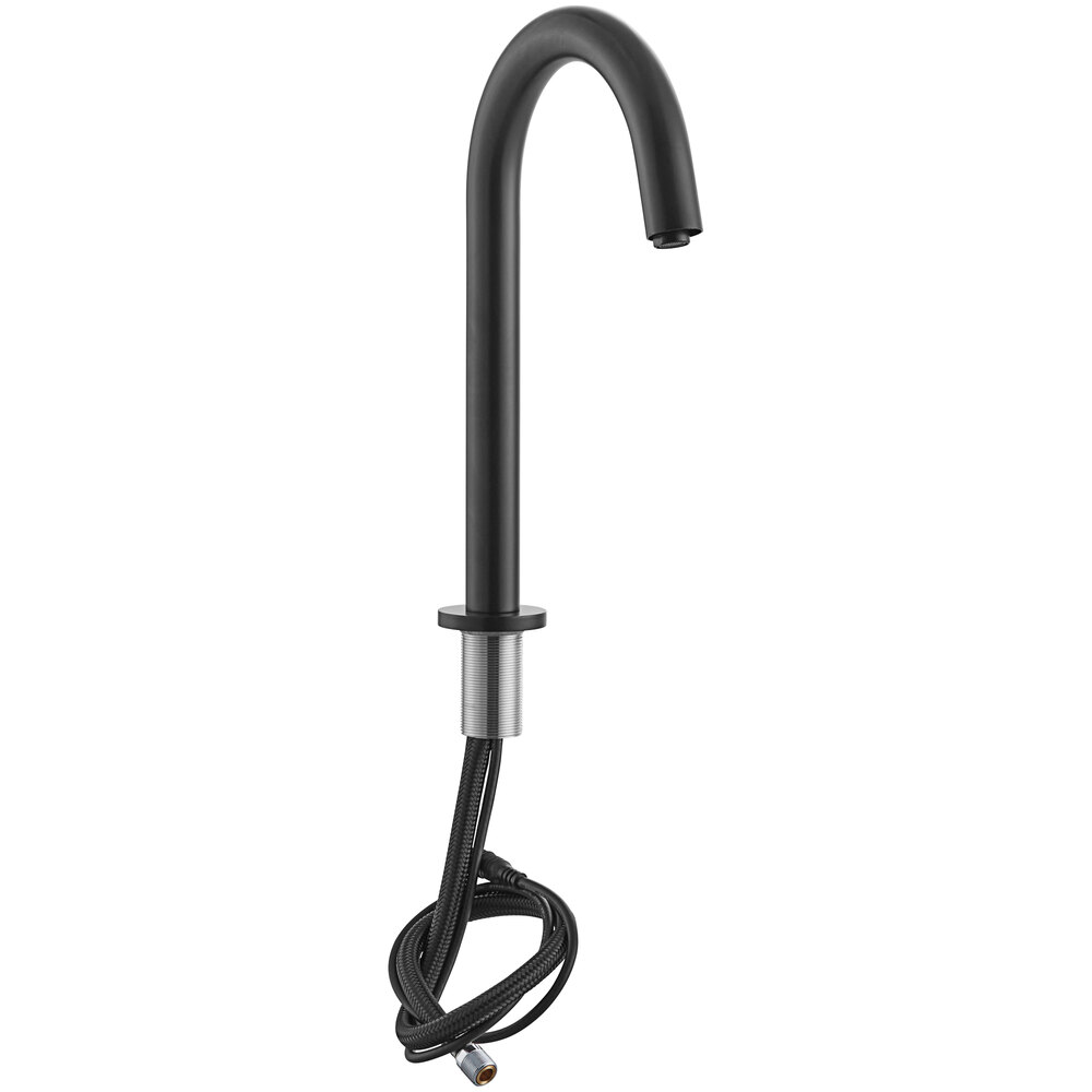 Waterloo Deck-Mount Matte Black Hands-Free Sensor Faucet with 6 1/2" Gooseneck Spout, Concealed Sensor, and 0.5 GPM