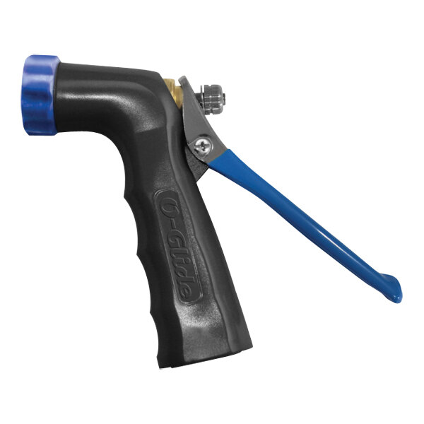 Sani-Lav O-Glide N9B Black / Blue Brass Insulated Spray Nozzle with Stainless Steel Handle, Santoprene Grip, and Threaded Tip