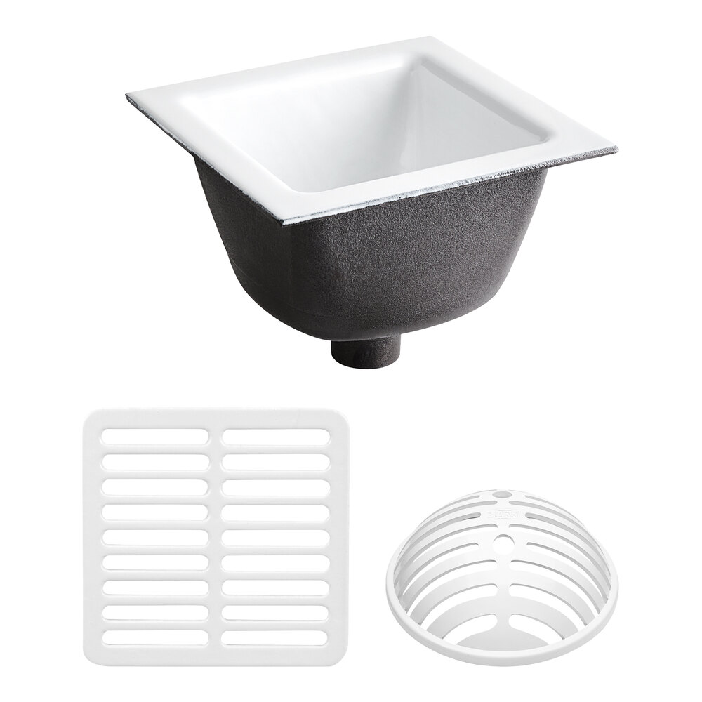 Zurn Elkay FD2375-NH2-F 12" x 12" Cast Iron Floor Sink with Full Grate, 2" No-Hub Connection, and 6" Sump Depth