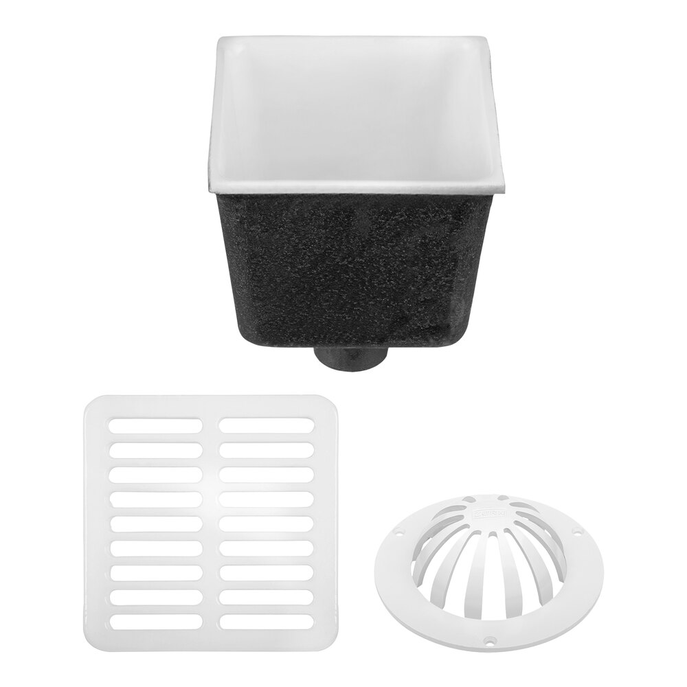 Zurn Elkay FD2378-NH4-F 8"x 8" Cast Iron Floor Sink with Full Grate, 4" No-Hub Connection, and 6" Sump Depth