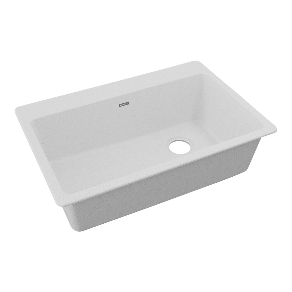 Zurn Elkay ELG13322WH0 Quartz Classic 33" x 22" White Quartz One Compartment Drop-In Sink