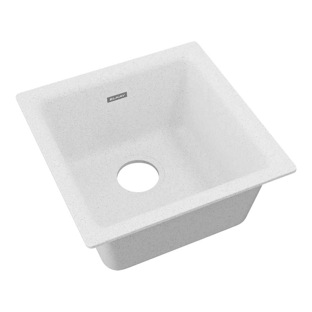 Zurn Elkay ELG1616WH0 Quartz Classic 15 3/4" Square White Quartz One Compartment Dual Mount Bar Sink