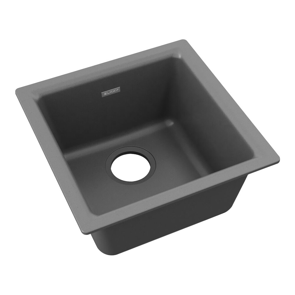 Zurn Elkay ELG1616GY0 Quartz Classic 15 3/4" Square Dusk Gray Quartz One Compartment Dual Mount Bar Sink