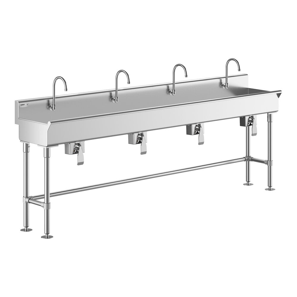 Regency 96" x 17 1/2" Hand Sink with 4 Knee-Operated Single-Inlet Faucets