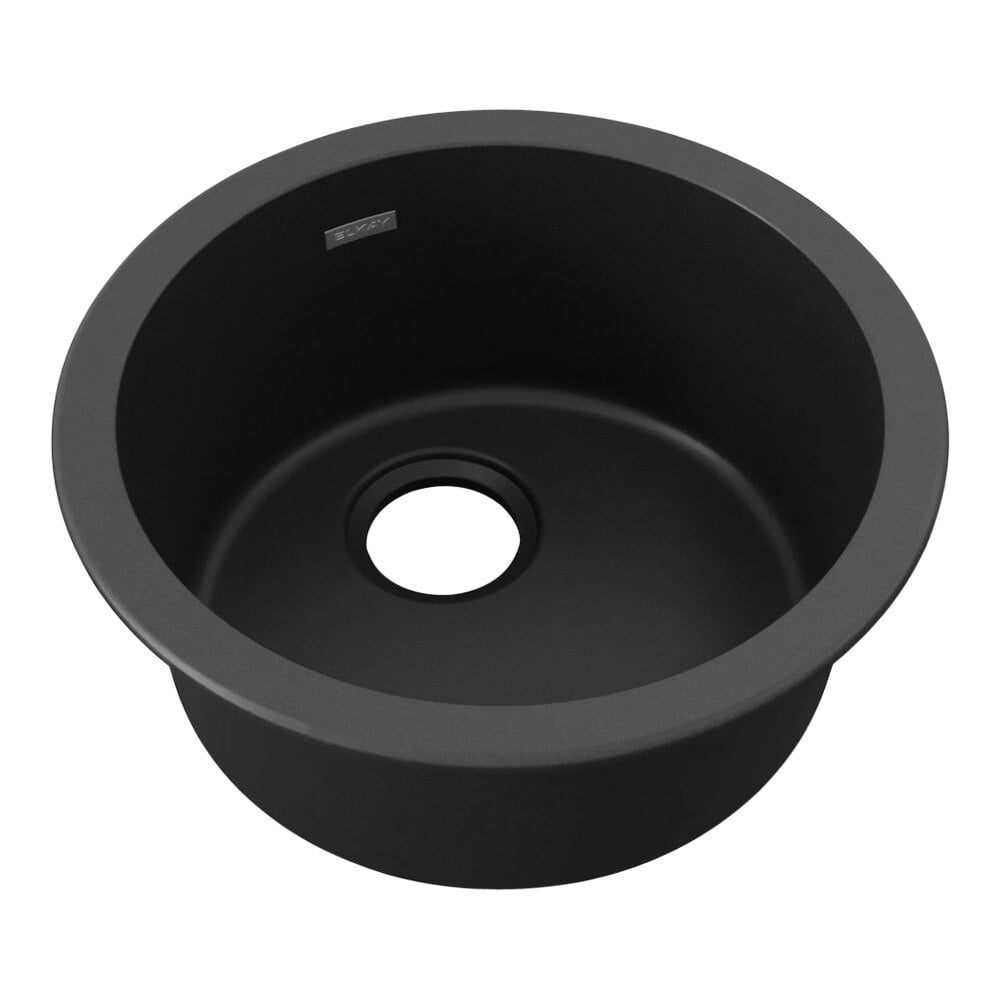 Zurn Elkay ELG16FBBK0 Quartz Classic 18 1/8" Round Black Quartz One Compartment Dual Mount Bar Sink