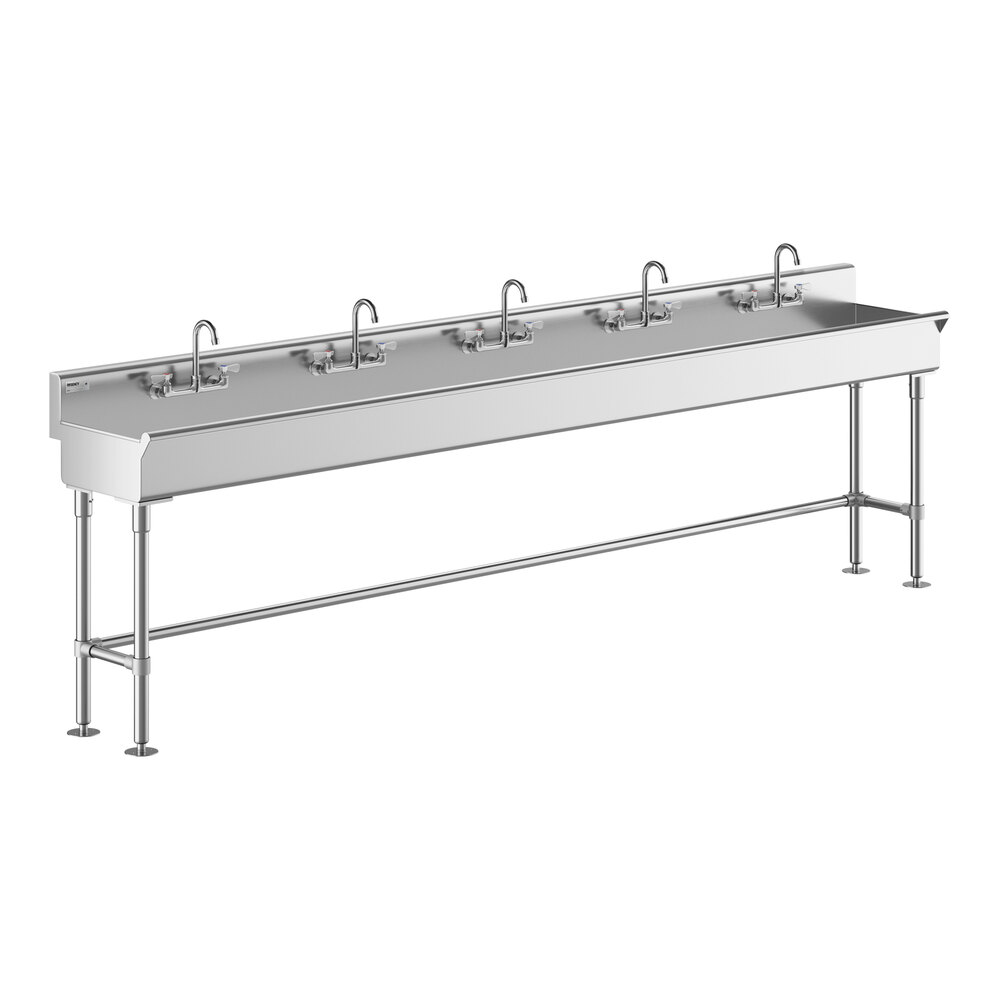 Regency 120" x 17 1/2" Hand Sink with (5) 8" Center Faucets