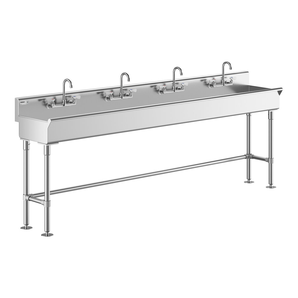 Regency 96" x 17 1/2" Hand Sink with (4) 8" Center Faucets