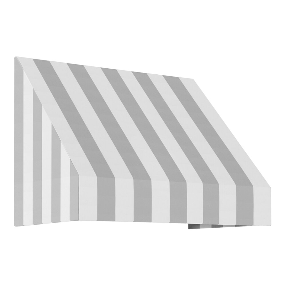 Awntech New Yorker 3' x 3' x 1' 6" Gray Light / White Stripe Fixed Fabric Awning with Rigid Valance