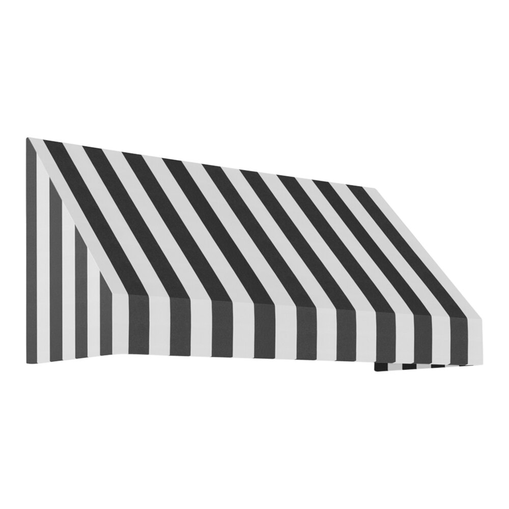 Awntech New Yorker 5' x 3' x 1' 6" Black / White Stripe Fixed Fabric Awning with Rigid Valance