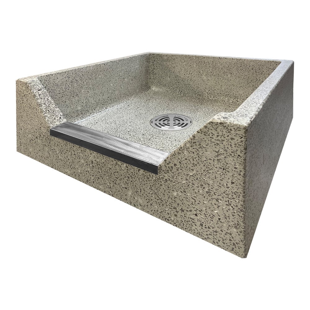 Stern-Williams HL-2000 HILOW 36" x 36" x 12" Terrazzo Mop Sink Basin with 6" Drop Front and Stainless Steel Threshold Cap