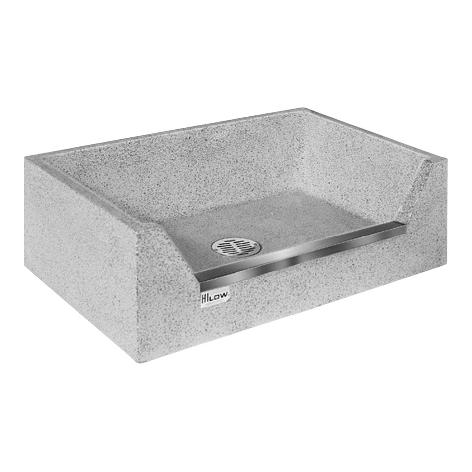 Stern-Williams HL-2100 HILOW 36" x 24" x 12" Terrazzo Mop Sink Basin with 6" Drop Front and Stainless Steel Threshold Cap