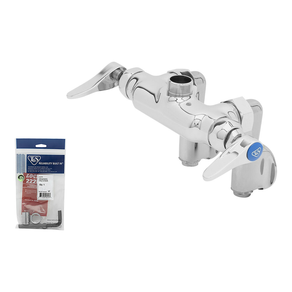 T&S B-0342-LN Wall Mounted Pantry Faucet Base with Adjustable Centers, Rigid Outlet, and Integral Stops