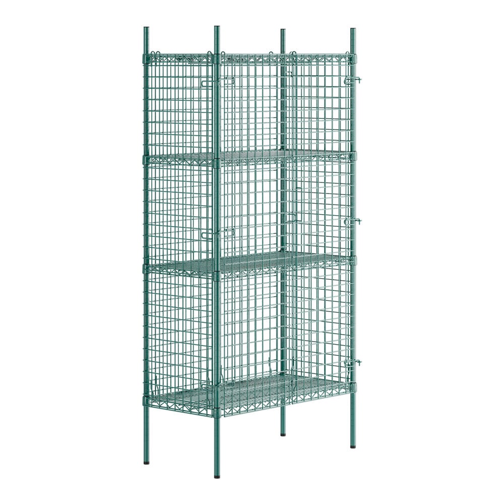 Regency NSF Stationary Green Wire Security Cage Kit - 18" x 36" x 74"