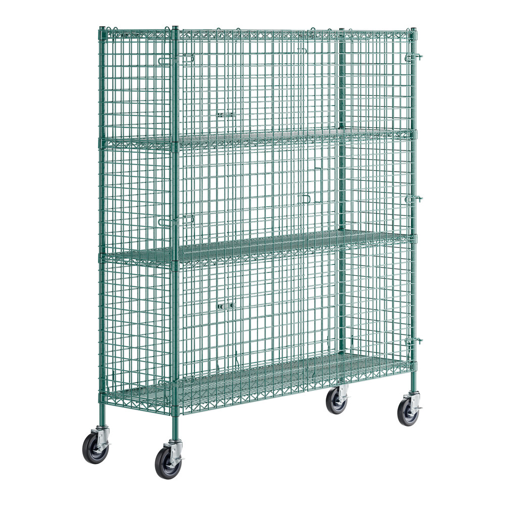 Regency NSF Mobile Green Wire Security Cage Kit - 18" x 60" x 69"